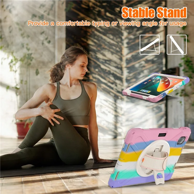 Für Xiaomi Pad 5 / Pad 5 Pro-Hülle Kickstand PC+Silikon Robuste Tablet-Abdeckung mit Handschlaufe - Farbiges Pink