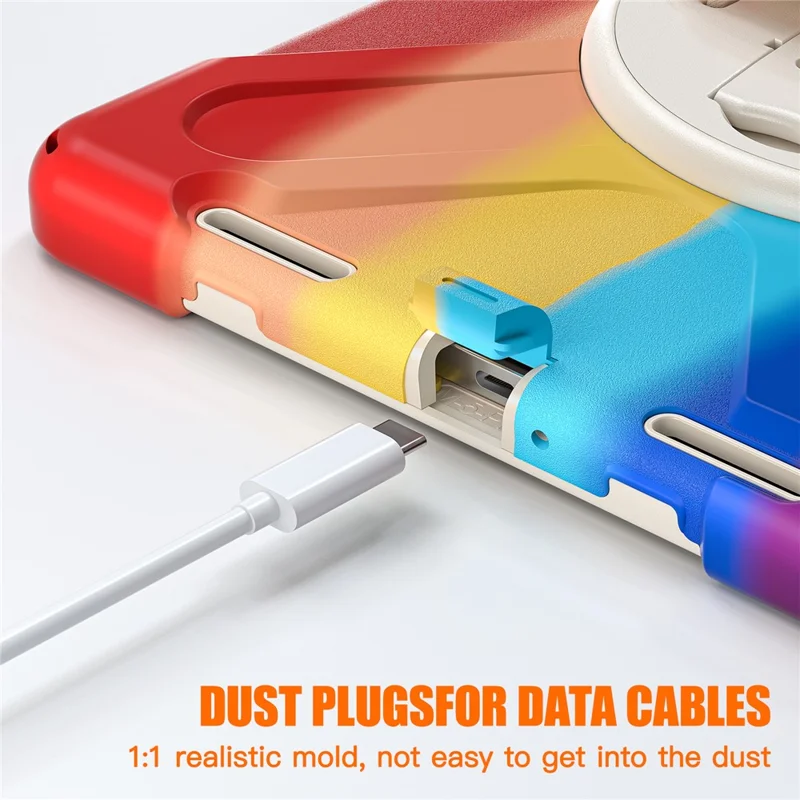 For Xiaomi Pad 5 / Pad 5 Pro Case Rotary Kickstand PC+Silicone Hand Strap Tablet Cover - Colorful Red