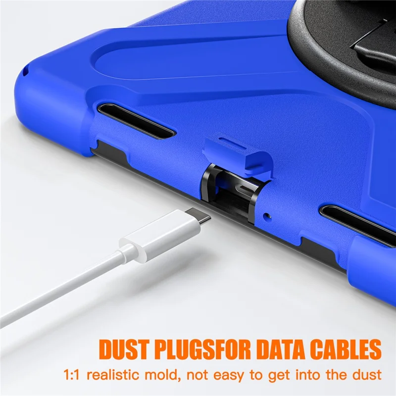 For Xiaomi Pad 5 / Pad 5 Pro Case Rotary Kickstand PC+Silicone Hand Strap Tablet Cover - Blue