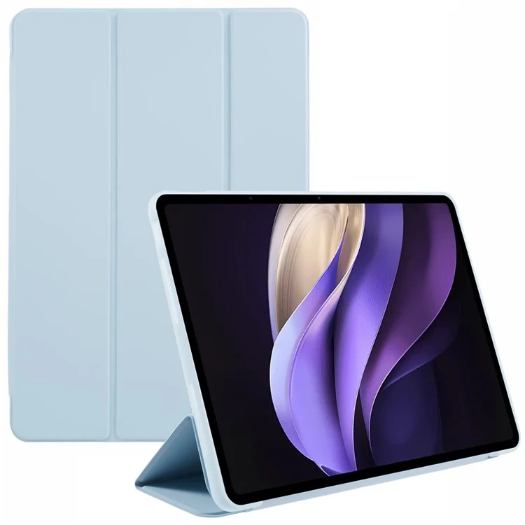 Für vivo Pad3 Pro PU Leder Hülle Soft Silikon Tablet Cover Tri-Fold Stand Schutzhülle - Baby Blau