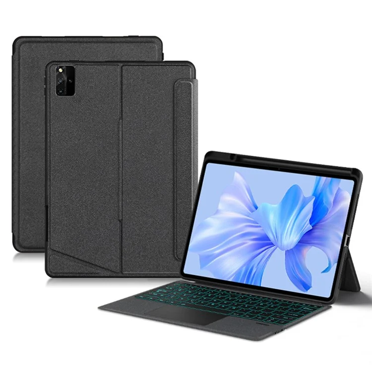 For Huawei MatePad Pro 12.6 (2024) Leather Case + Bluetooth-compatible Keyboard with Backlight Trackpad