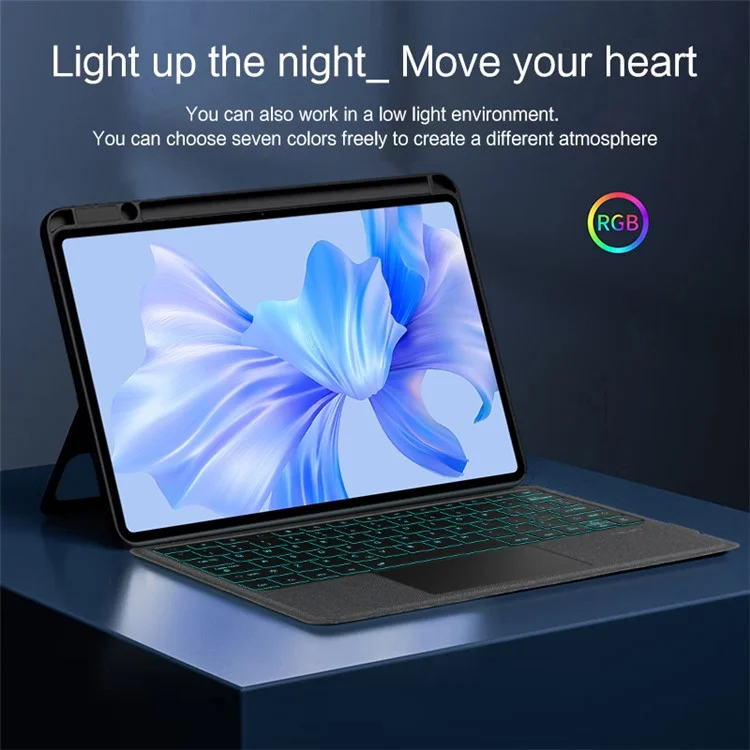 For Huawei MatePad Pro 12.6 (2024) Leather Case + Bluetooth-compatible Keyboard with Backlight Trackpad
