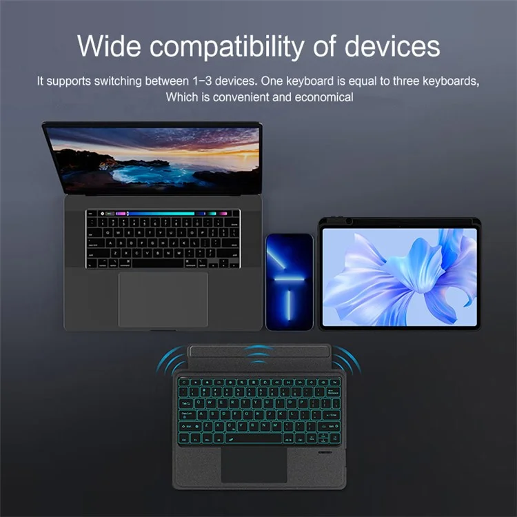 For Huawei MatePad Pro 12.6 (2024) Leather Case + Bluetooth-compatible Keyboard with Backlight Trackpad