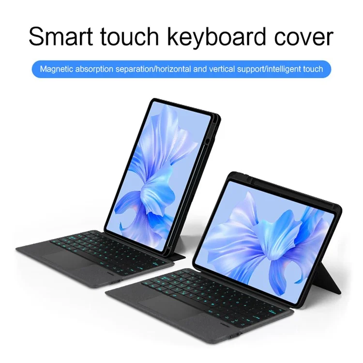 For Huawei MatePad Pro 12.6 (2024) Leather Case + Bluetooth-compatible Keyboard with Backlight Trackpad