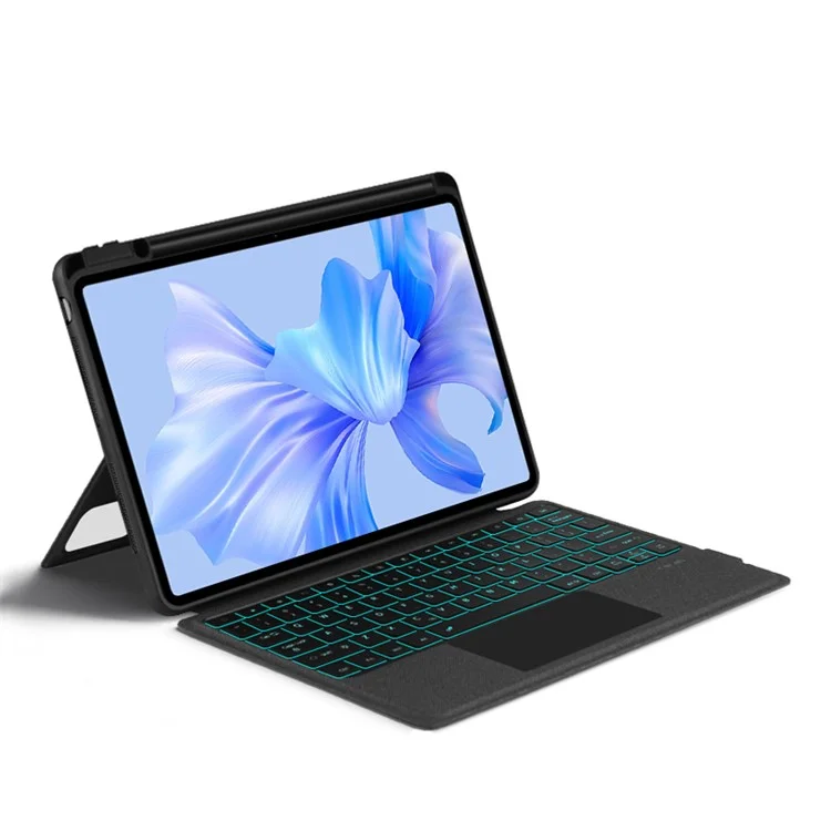 For Huawei MatePad Pro 12.6 (2024) Leather Case + Bluetooth-compatible Keyboard with Backlight Trackpad