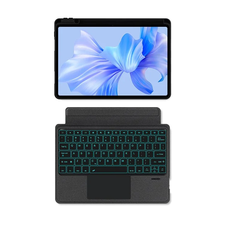 For Huawei MatePad Pro 12.6 (2024) Leather Case + Bluetooth-compatible Keyboard with Backlight Trackpad