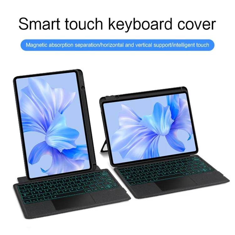 For Huawei MatePad Pro 12.6 (2024) Leather Case + Bluetooth-compatible Keyboard with Backlight Trackpad