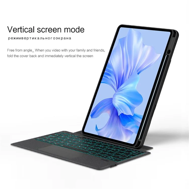 For Huawei MatePad Pro 12.6 (2024) Leather Case + Bluetooth-compatible Keyboard with Backlight Trackpad