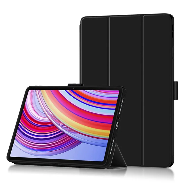 Для Xiaomi Redmi Pad Pro / Redmi Pad Pro 5G / Poco Pad Case PU Leather Trifold Stand Auto Wake / Sleep Tablet Cover - Black
