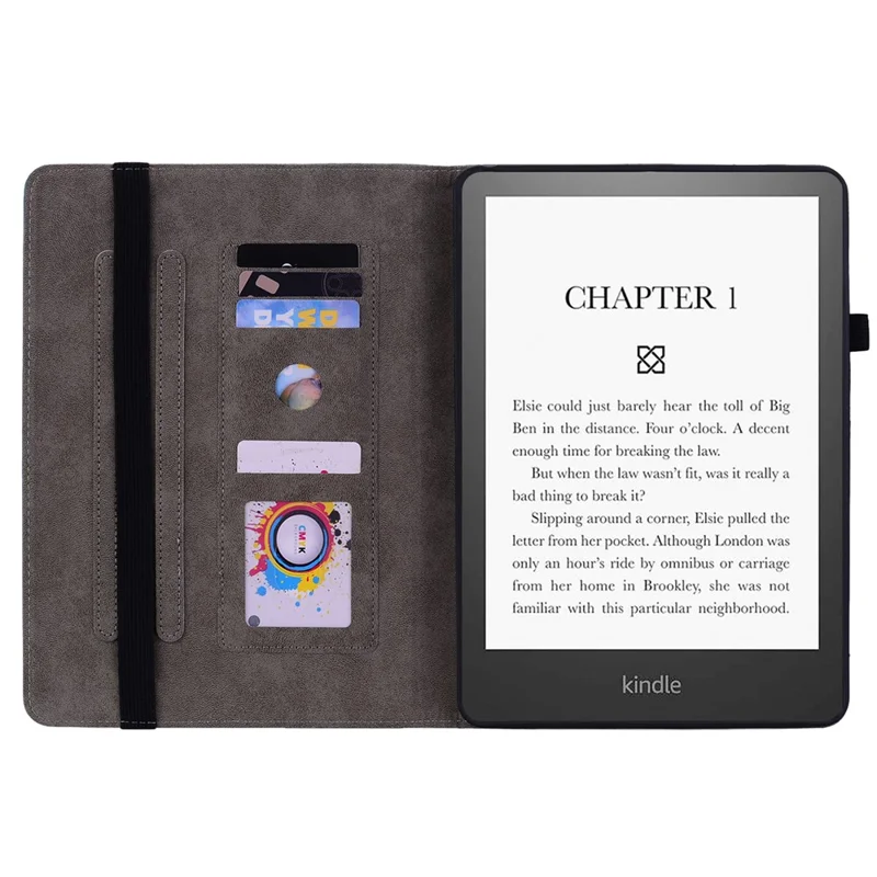 Per Amazon Kindle Paperwhite (2024) Custodia in Pelle con Porta Carte Fiore Rosa Copertina E-Reader - Blu