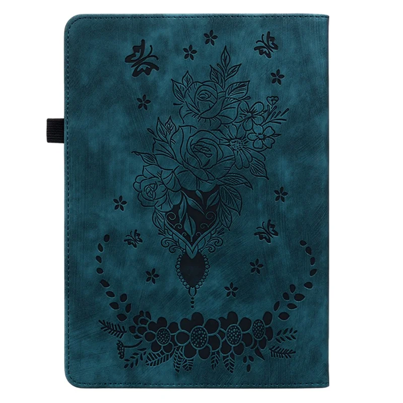 Per Amazon Kindle Paperwhite (2024) Custodia in Pelle con Porta Carte Fiore Rosa Copertina E-Reader - Blu