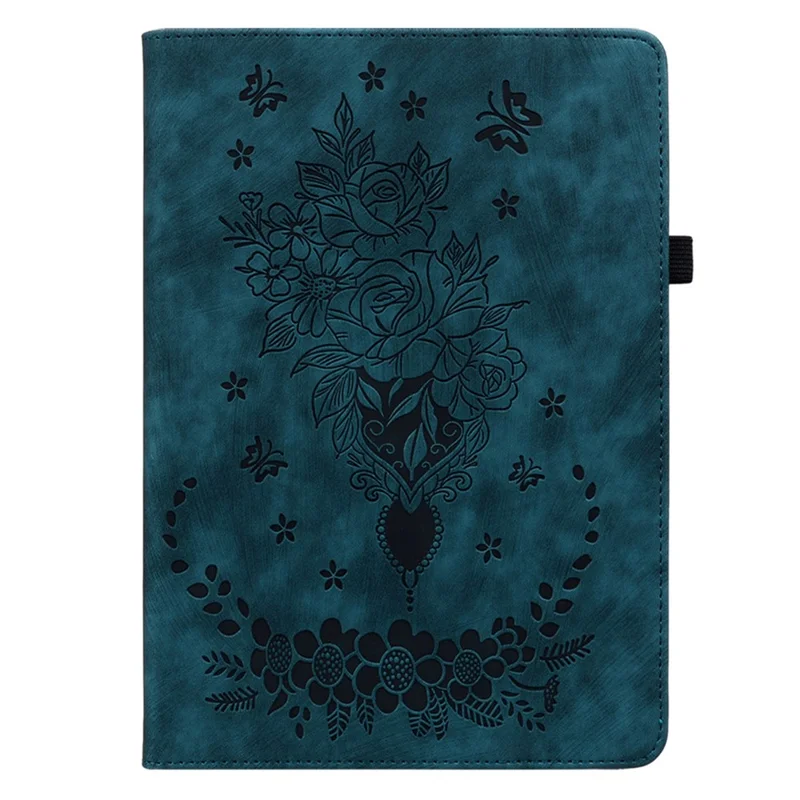 Per Amazon Kindle Paperwhite (2024) Custodia in Pelle con Porta Carte Fiore Rosa Copertina E-Reader - Blu