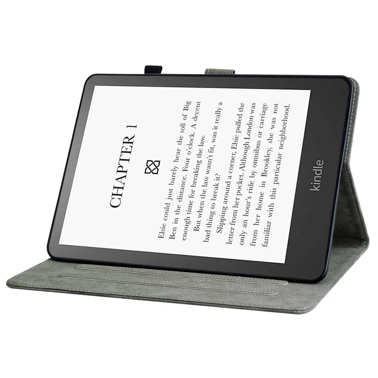 Für Amazon Kindle Paperwhite (2024) Case Kartensteckplätze PU-Leder Ständer E-Reader-Abdeckung - Grau