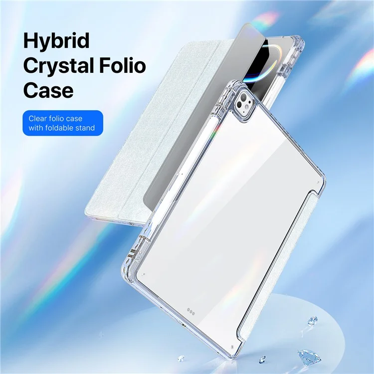 DUX DUCIS Unid Series For iPad Pro 13 (2024) Clear Tablet Case TPU+PC+PU Auto Wake / Sleep Cover with Pen Slot - Baby Blue