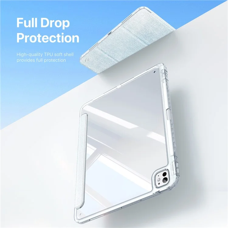 DUX DUCIS Unid Series For iPad Pro 13 (2024) Clear Tablet Case TPU+PC+PU Auto Wake / Sleep Cover with Pen Slot - Baby Blue