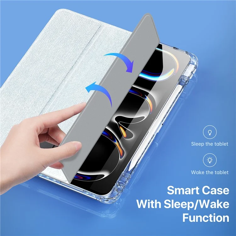 DUX DUCIS Unid Series For iPad Pro 13 (2024) Clear Tablet Case TPU+PC+PU Auto Wake / Sleep Cover with Pen Slot - Baby Blue