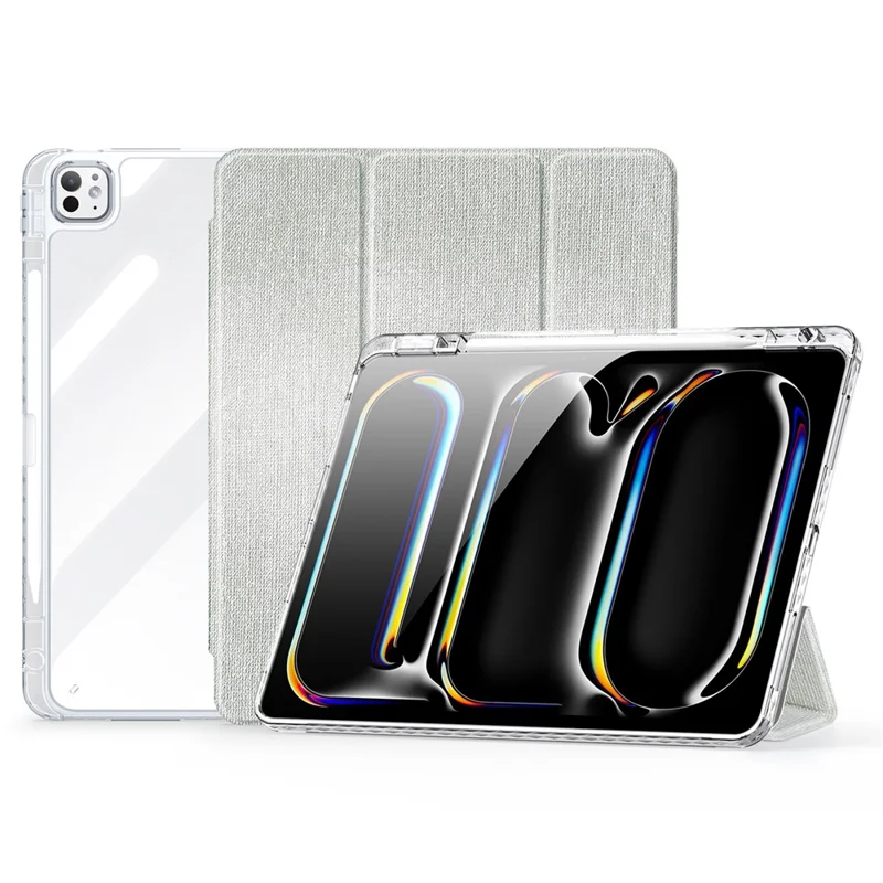 DUX DUCIS Unid Series For iPad Pro 13 (2024) Clear Tablet Case TPU+PC+PU Auto Wake / Sleep Cover with Pen Slot - Light Green