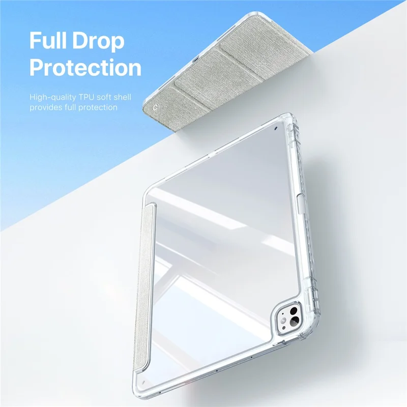 DUX DUCIS Unid Series For iPad Pro 13 (2024) Clear Tablet Case TPU+PC+PU Auto Wake / Sleep Cover with Pen Slot - Light Green