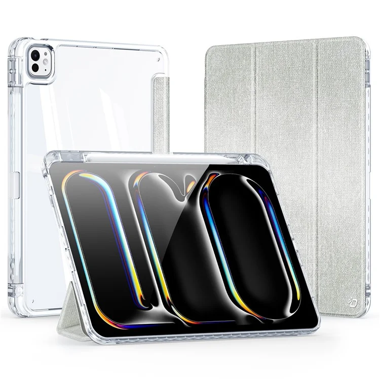 DUX DUCIS Unid Series For iPad Pro 11 (2024) Clear Case TPU+PC+Leather Cover with Auto Wake / Sleep - Light Green