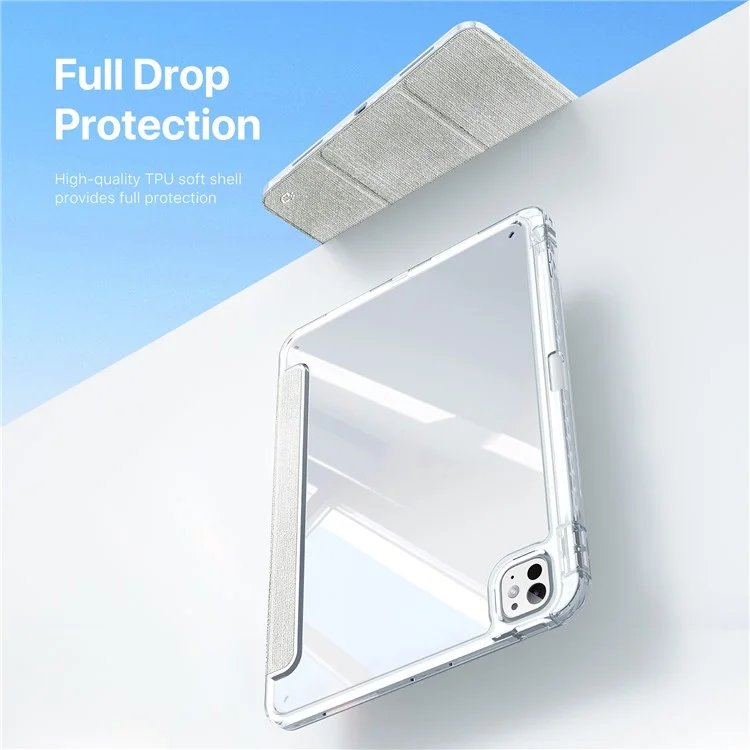 DUX DUCIS Unid Series For iPad Pro 11 (2024) Clear Case TPU+PC+Leather Cover with Auto Wake / Sleep - Light Green