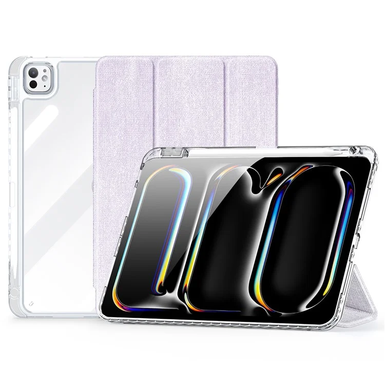 DUX DUCIS Unid Series Für iPad Pro 11 (2024) Klare Hülle TPU+PC+Leder Cover mit Automatischem Aufwachen / Schlafen - Hellviolett