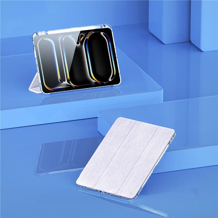 DUX DUCIS Unid Series Für iPad Pro 11 (2024) Klare Hülle TPU+PC+Leder Cover mit Automatischem Aufwachen / Schlafen - Hellviolett