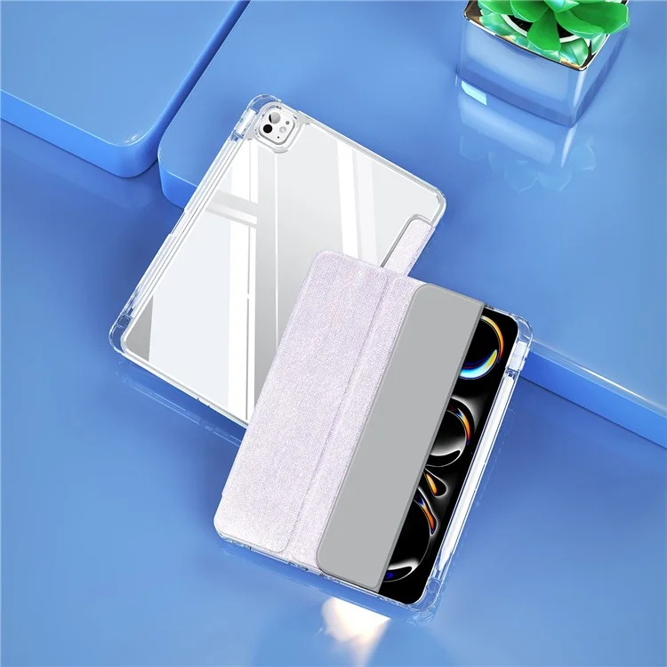 DUX DUCIS Unid Series Für iPad Pro 11 (2024) Klare Hülle TPU+PC+Leder Cover mit Automatischem Aufwachen / Schlafen - Hellviolett