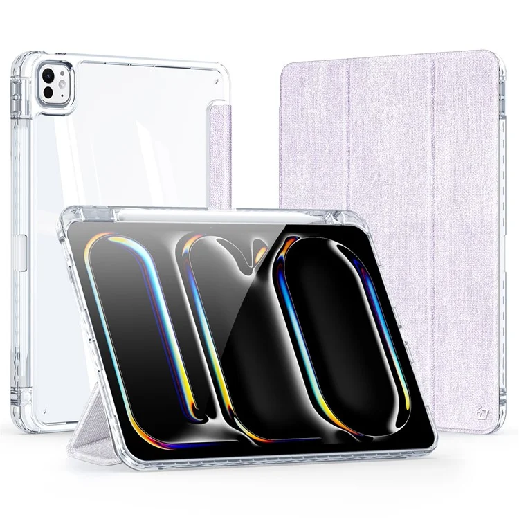 DUX DUCIS Unid Series Für iPad Pro 11 (2024) Klare Hülle TPU+PC+Leder Cover mit Automatischem Aufwachen / Schlafen - Hellviolett