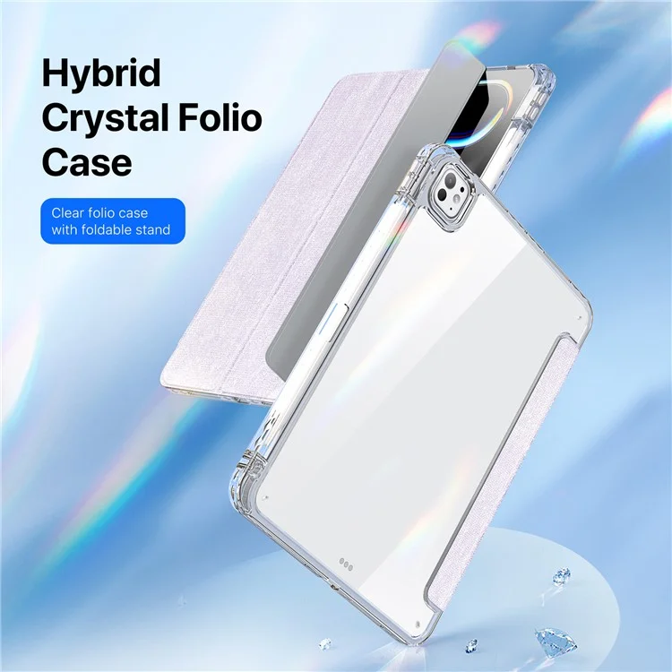 DUX DUCIS Unid Series Für iPad Pro 11 (2024) Klare Hülle TPU+PC+Leder Cover mit Automatischem Aufwachen / Schlafen - Hellviolett