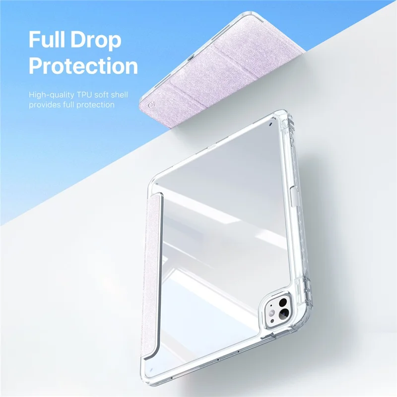 DUX DUCIS Unid Series Für iPad Pro 11 (2024) Klare Hülle TPU+PC+Leder Cover mit Automatischem Aufwachen / Schlafen - Hellviolett