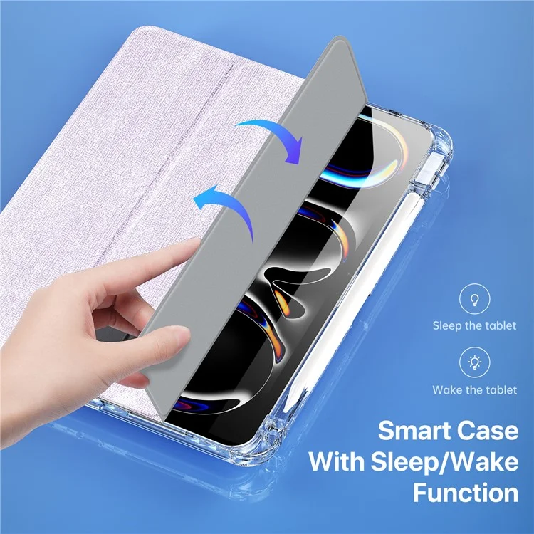 DUX DUCIS Unid Series Für iPad Pro 11 (2024) Klare Hülle TPU+PC+Leder Cover mit Automatischem Aufwachen / Schlafen - Hellviolett