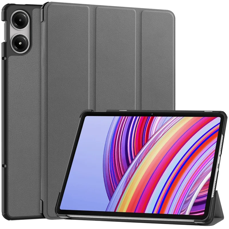 Tablet Hülle für Xiaomi Redmi Pad Pro/Redmi Pad Pro 5G/Poco Pad Dreifach-Ständer Lederhülle - Grau
