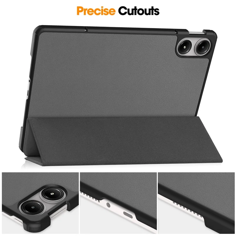 Tablet Hülle für Xiaomi Redmi Pad Pro/Redmi Pad Pro 5G/Poco Pad Dreifach-Ständer Lederhülle - Grau