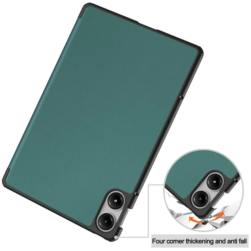 Tablet Hülle für Xiaomi Redmi Pad Pro/Redmi Pad Pro 5G/Poco Pad Dreifach-Ständer Lederhülle - Schwarzgrün