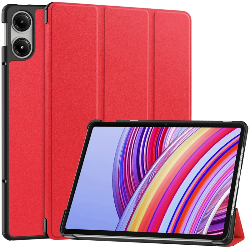 Funda para Tablet Xiaomi Redmi Pad Pro/Redmi Pad Pro 5G/Poco Pad con Soporte Tríptico de Cuero - Rojo