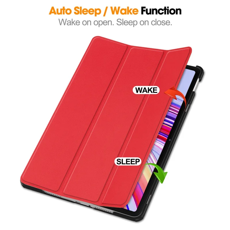 Funda para Tablet Xiaomi Redmi Pad Pro/Redmi Pad Pro 5G/Poco Pad con Soporte Tríptico de Cuero - Rojo