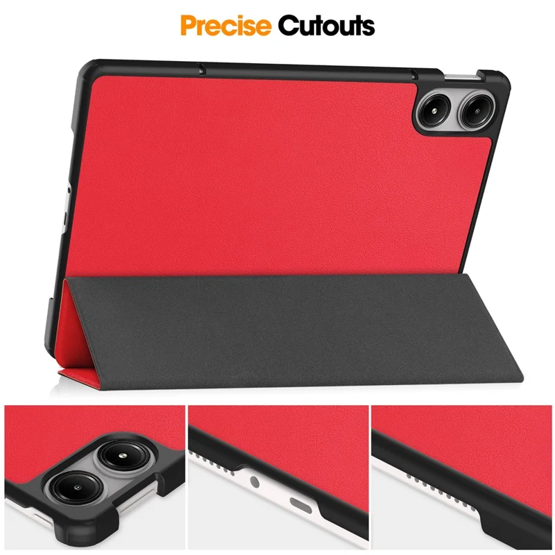 Funda para Tablet Xiaomi Redmi Pad Pro/Redmi Pad Pro 5G/Poco Pad con Soporte Tríptico de Cuero - Rojo