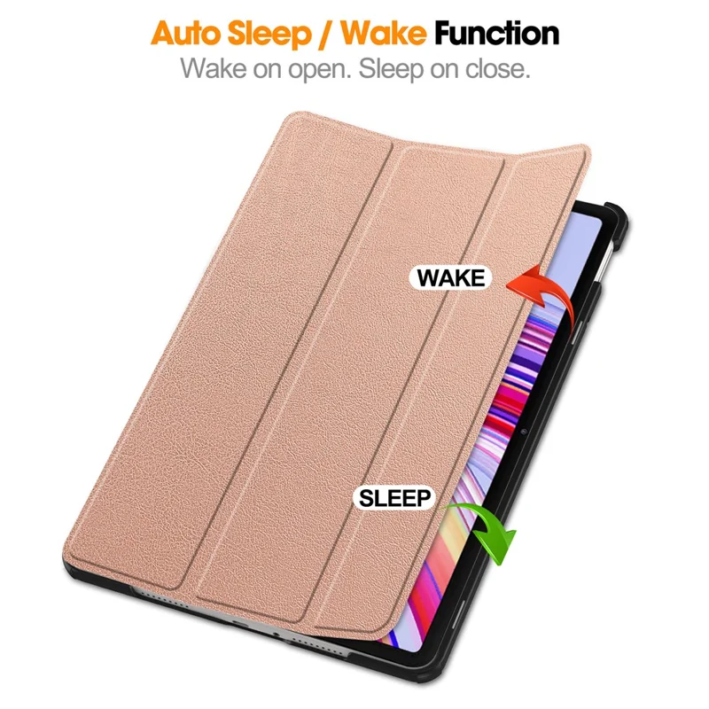 Tablet Case for Xiaomi Redmi Pad Pro/Redmi Pad Pro 5G/Poco Pad Tri-Fold Stand Leather Cover - Rose Gold