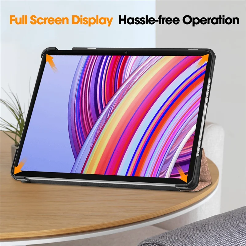 Tablet Case for Xiaomi Redmi Pad Pro/Redmi Pad Pro 5G/Poco Pad Tri-Fold Stand Leather Cover - Rose Gold