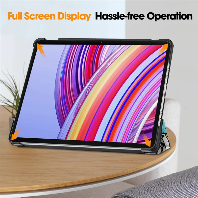 غطاء لوحي لـ Xiaomi Redmi Pad Pro/Pad Pro 5G/Xiaomi Poco Pad 4G مع وظيفة الإيقاظ/النوم التلقائي، غطاء ثلاثي بتصميم قابل للطي مع حامل وطباعة نمط جرافيتي - جلد مطبوع