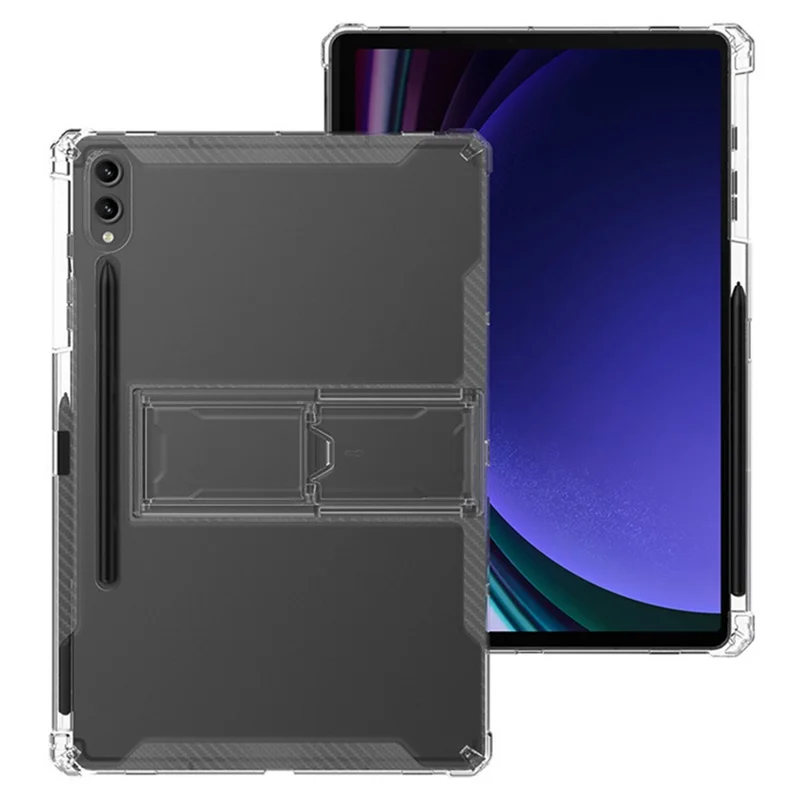 Pour Samsung Galaxy Tab S9+ Clear Tablet Case Airbag 4 Corners TPU Cover with PC Kickstand