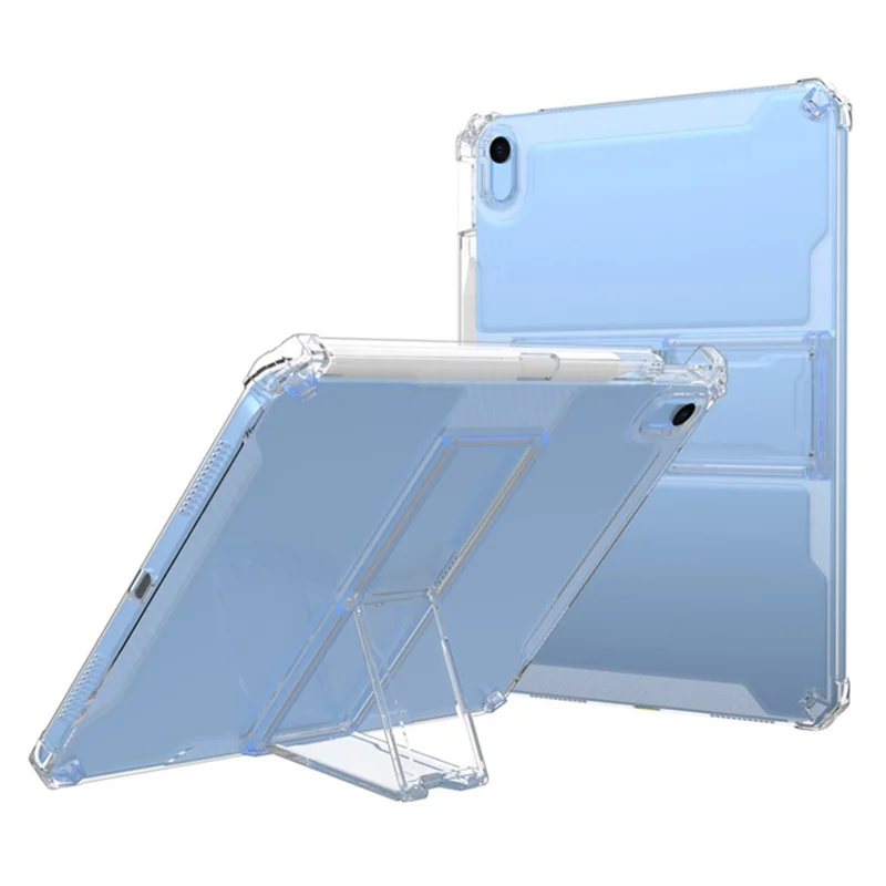 For iPad (2025) / 10.9 (2022) Tablet Case Clear TPU Airbag Corners Drop Protection Cover with PC Kickstand
