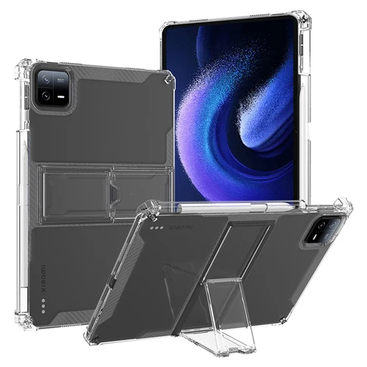 Capa para Tablet Xiaomi Pad 6 / Pad 6 Pro, Caixa de PC com Suporte, Airbag nos Cantos, Capa Protetora Anti-Queda de TPU