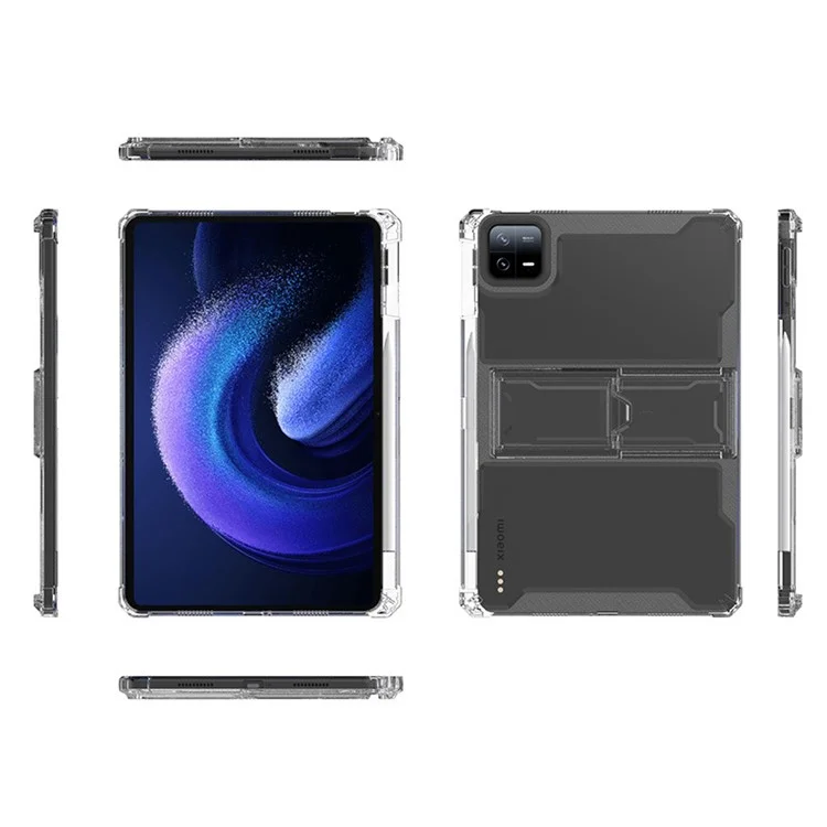 Capa para Tablet Xiaomi Pad 6 / Pad 6 Pro, Caixa de PC com Suporte, Airbag nos Cantos, Capa Protetora Anti-Queda de TPU