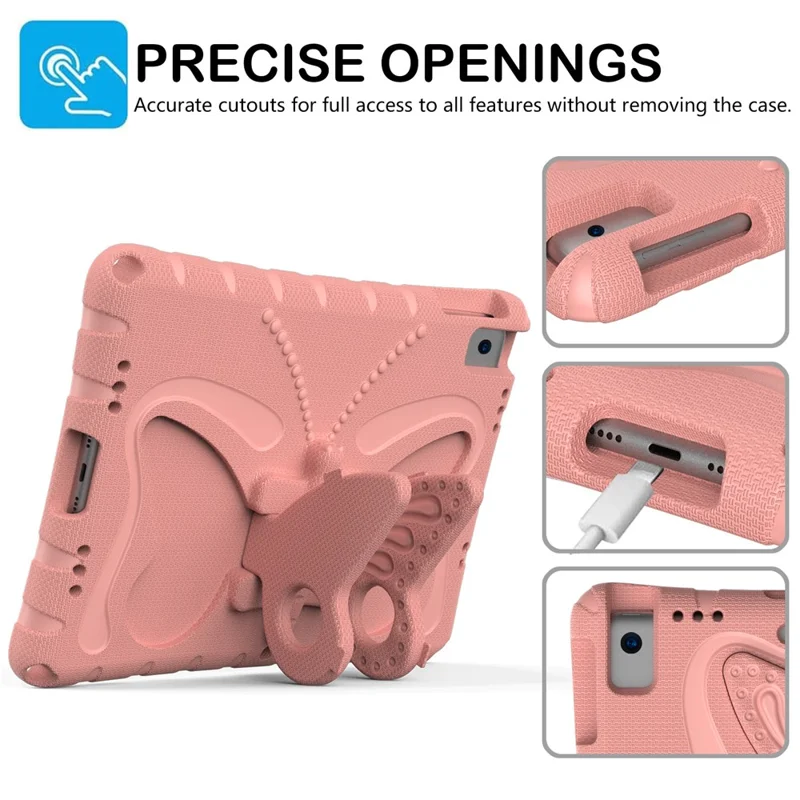 Per iPad 10.2 (2021) / (2020) / (2019) / iPad Air 10.5 pollici (2019) Custodia con Supporto a Farfalla EVA Custodia Tablet con Cordino - Rosa