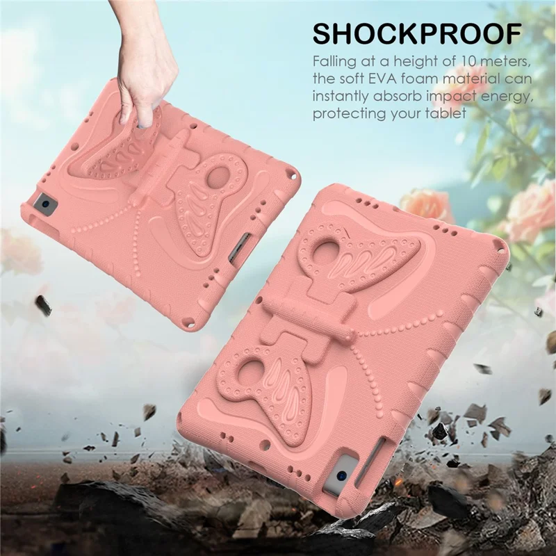 Per iPad 10.2 (2021) / (2020) / (2019) / iPad Air 10.5 pollici (2019) Custodia con Supporto a Farfalla EVA Custodia Tablet con Cordino - Rosa