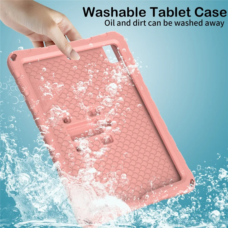 Per iPad 10.2 (2021) / (2020) / (2019) / iPad Air 10.5 pollici (2019) Custodia con Supporto a Farfalla EVA Custodia Tablet con Cordino - Rosa
