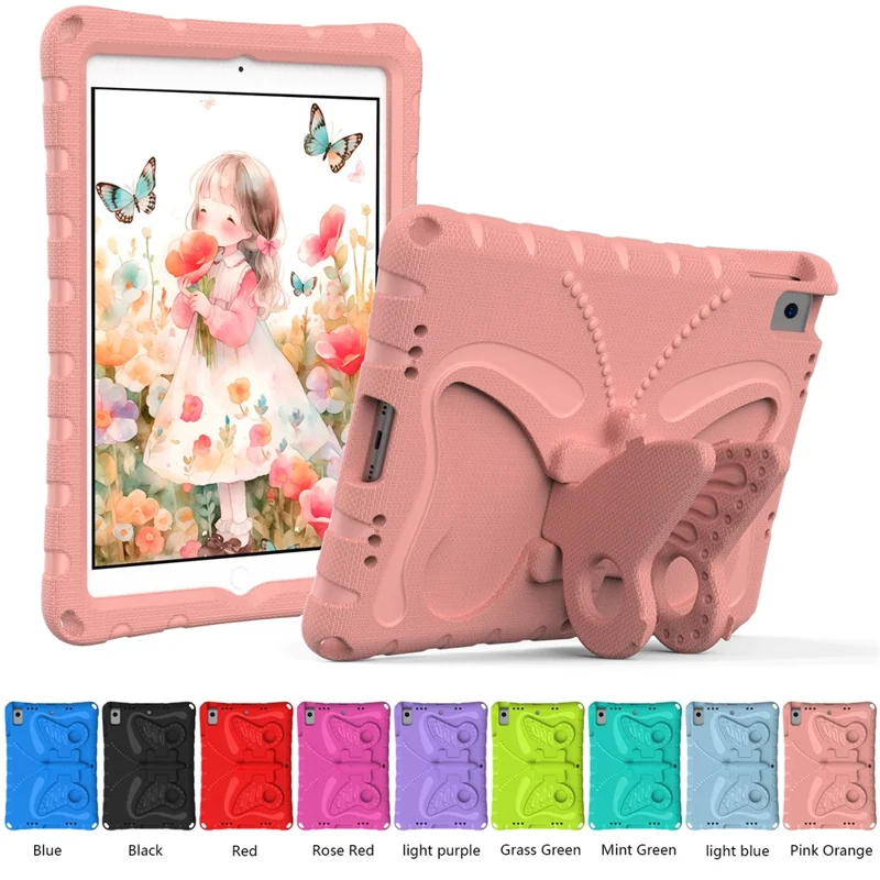 Per iPad 10.2 (2021) / (2020) / (2019) / iPad Air 10.5 pollici (2019) Custodia con Supporto a Farfalla EVA Custodia Tablet con Cordino - Rosa