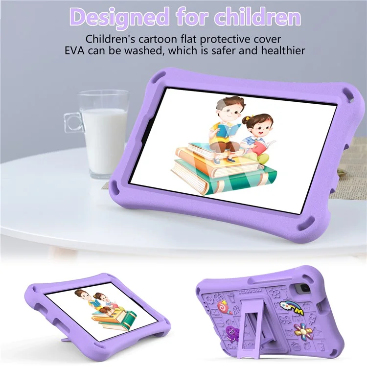Für Samsung Galaxy Tab A9 / Tab A7 Lite 8,7-Zoll / Tab A 8,0 (2019) Tablet-Hülle mit Ständer, EVA-Abdeckung mit Schultergurt - Hellviolett