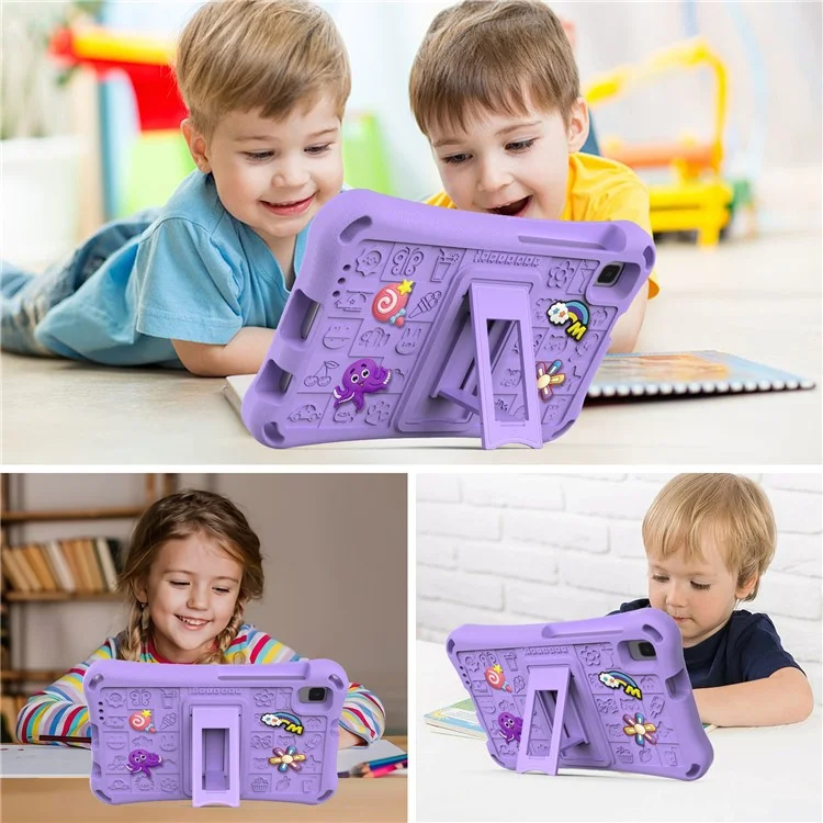 Für Samsung Galaxy Tab A9 / Tab A7 Lite 8,7-Zoll / Tab A 8,0 (2019) Tablet-Hülle mit Ständer, EVA-Abdeckung mit Schultergurt - Hellviolett